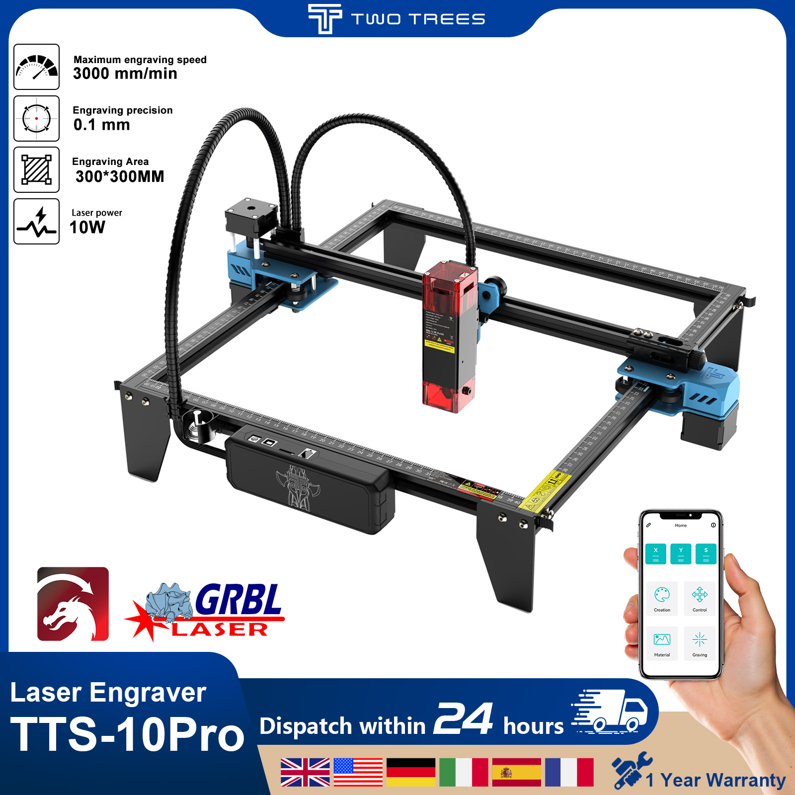 Twotrees TTS-10Pro gravador a  - Industrial Laser Printing Machine avaliação e preço
