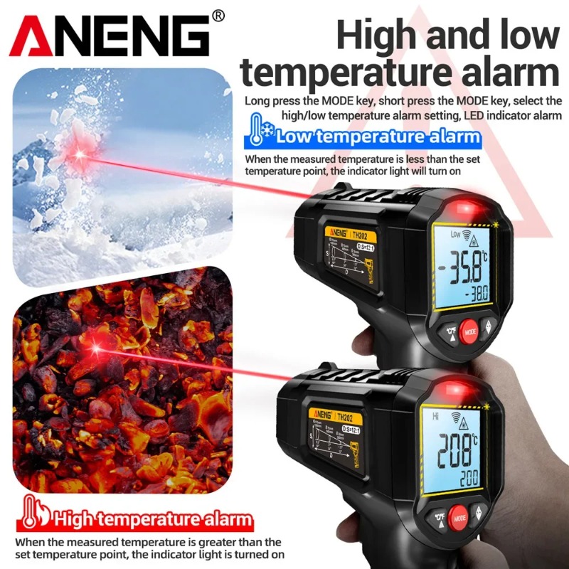 Aneng th202 termômetros portát - Industrial Laser Thermometer Gun avaliação e preço