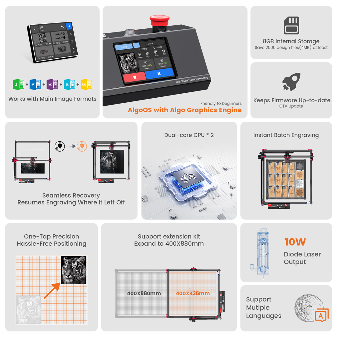 AlgoLaser DIY KIT MK2 10W Grav - Industrial Laser Engraver avaliação e preço