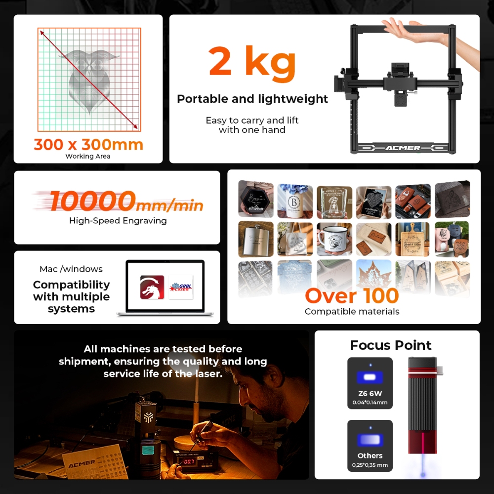 ELIDOR Z6 6W Máquina de Gravaç - Industrial Acrylic Laser Cutter avaliação e preço