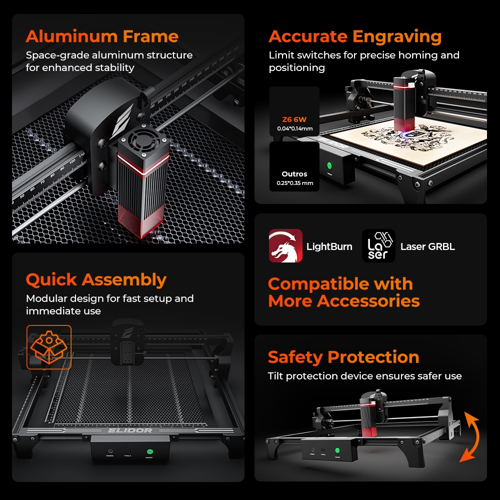 ELIDOR Z6 6W Máquina de Gravaç - Industrial Acrylic Laser Cutter avaliação e preço